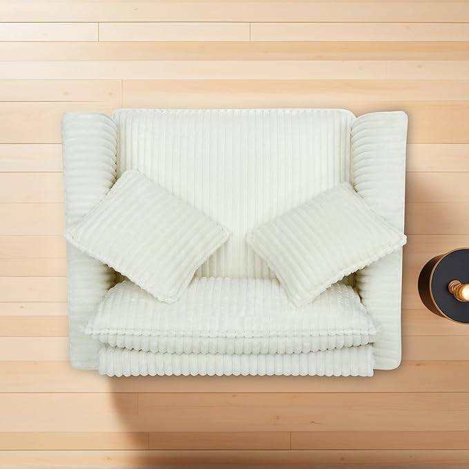 ERYE Living Room Accent Chair Modern Corduroy Upholstered Chair Wider Seat Cushion Leisure Armchair W/2 Pillows and Removable Cover for Home ApartmentBedroomOffice