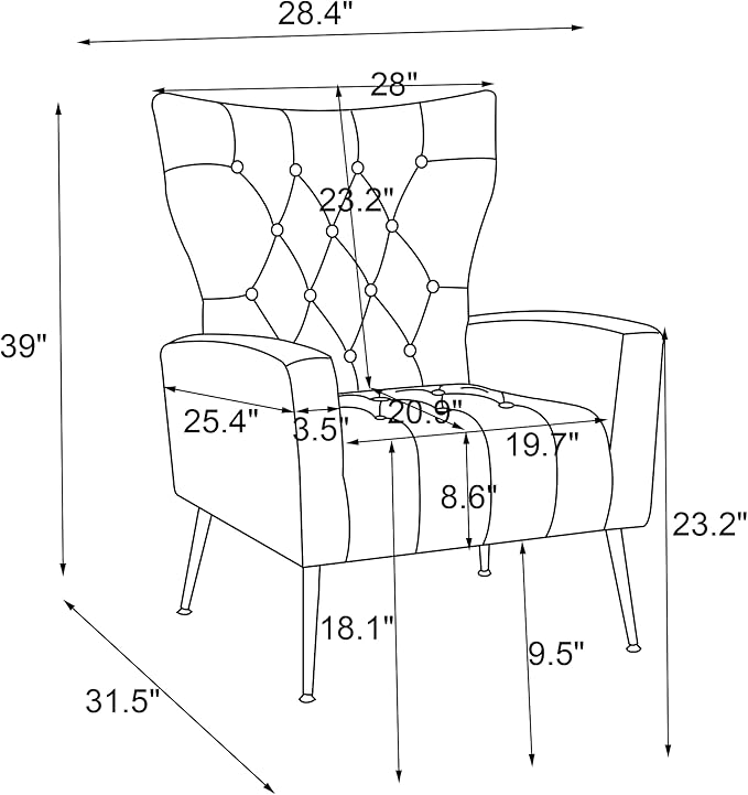 Modern Accent Chair with Ottoman Comfortable Armchair for Living Room Bedroom Apartment Office (Grey)