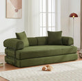 Convertible Folding Sofa Bed Modular Floor Sofa with Removable Backrest 3-Seater Fold Out Couch Bed with Pillows King Size Futon Lazy Couch Corduroy Sleeper for Living Room Dorm Green