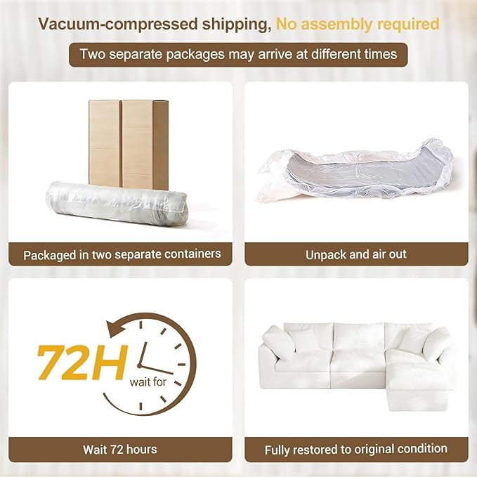 Cloud Sectional Couches 108 Boneless Sofa Bed Modular Sectional Sofa for Living RoomFreely ConfigurableDeep SeatingNon-Slip Bottom No Assembly Required(White3 Seater+3 Ottoman)