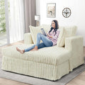 KINFFICT Oversized Chaise Longue IndoorComfy Upholstered Tufted Corduroy Single Sofa Couch Leisure Chair with 3 PillowDeep Seat Reclining Sleeper Sofa Chair for Living RoomBedroomOffice (Beige)