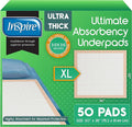 Inspire Extra Large Super Absorbent Disposable Bed Pads for Chronic Incontinence Ultra Thick and Absorbent Bed Pads Disposable Adult | Pee Pads for Adults (30 X 36 Pack of 50)