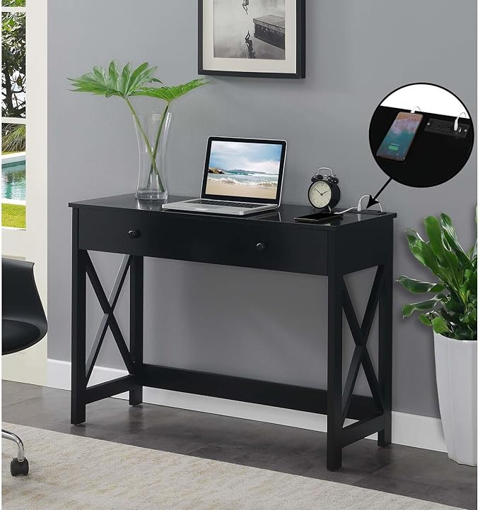 Maykoosh 42 Inch Computer Desk with Charging Station - Modern Home Office Desk