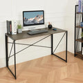 Industrial Computer Desk Modern Writing Table Melamine Top with Black Metal Frame Folding Design 47.2x19.7x28.3 Inch Home Office Study