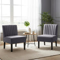 Reese Mid Century Modern Accent Chairs Set of 2 with Minimalist Design Elegant Velvet Upholstery and Solid Wood Legs Ideal for Living Room or Bedroom Grey