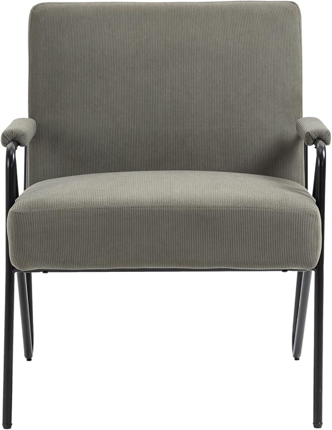 Mid-Century Accent Chair with Upholstered Cushion and Metal Frame Comfy Arm Chair for Living Room Bedroom Office Lime Green