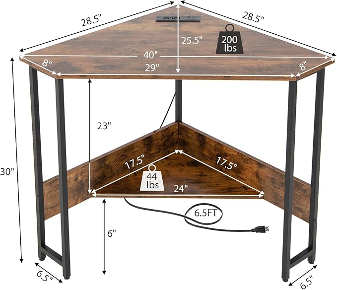 Corner Desk Triangle Computer Desk with USB Ports &amp Power Outlets Small Desk for Small Spaces Compact Makeup Vanity Desk with Storage Shelf Triangle Workstation for Home Office Bedroom