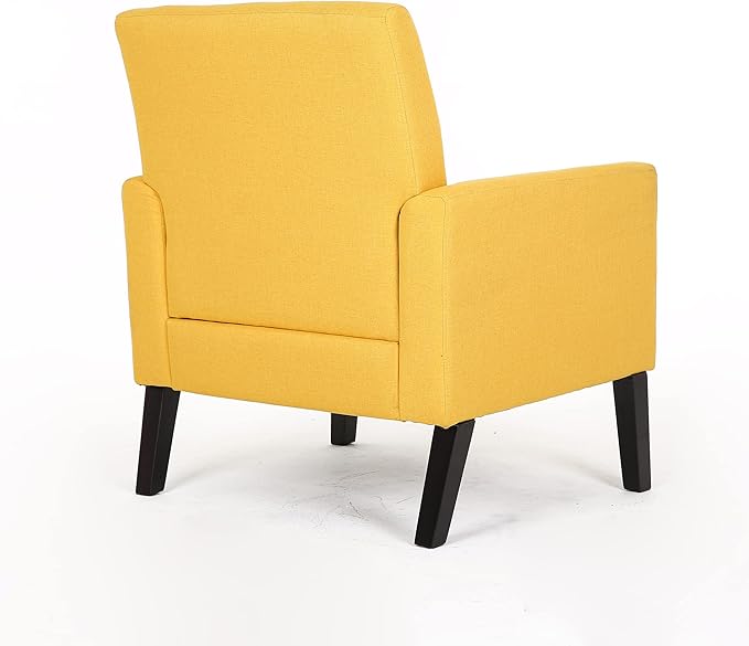 Fabric Accent Chair for Living Room Bedroom Button Tufted Upholstered Comfy Reading Accent Chairs Sofa (Yellow)