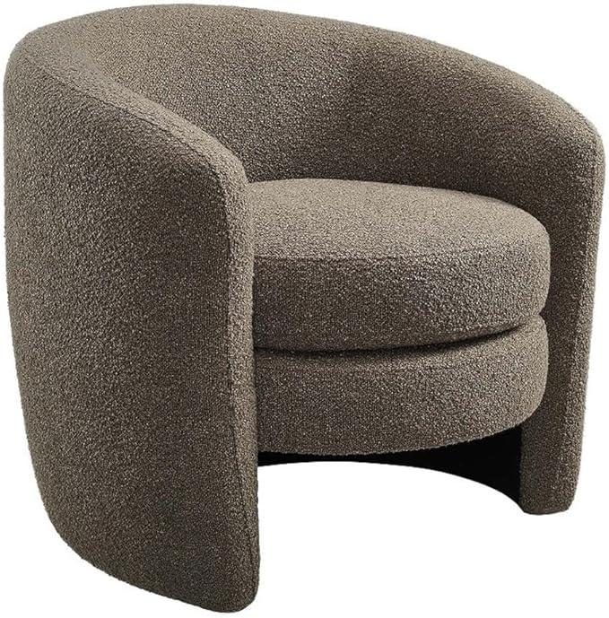 Modway Affinity Boucle Fabric Accent Chair in Pebble - Versatile Living Room Chair with Curved Back - Upholstered Bedroom Barrel Chair - Reading Armchair