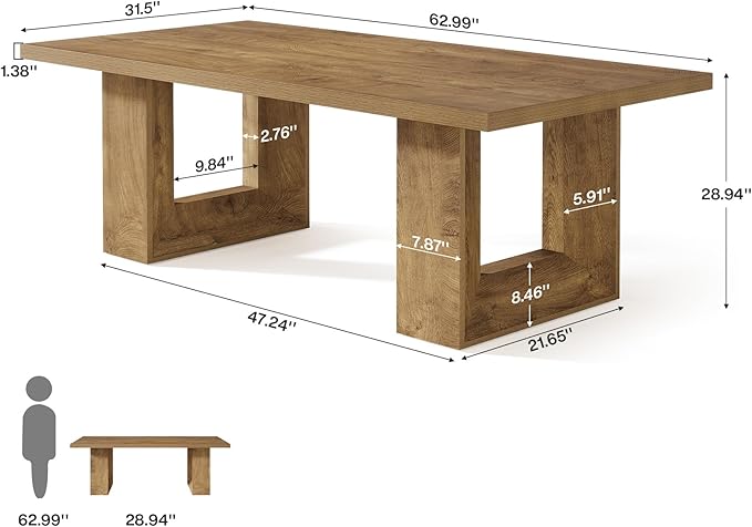 Tribesigns Home Office Desk 62.99 Large Farmhouse Executive Desk Computer Table for Office Conference Room Study Room (Walnut)