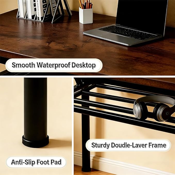 Folding Desk for Small Spaces 39.4 Inch Foldable Computer Desk No Assembly Required Space Saving Portable Study Table for Compact Home Office Bedroom Dorm Apartment Brown