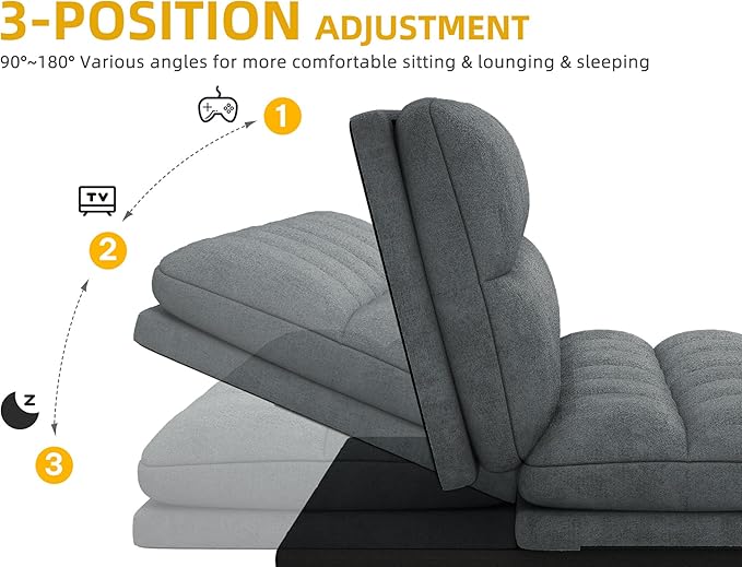 YITAHOME Convertible Futon Sofa Bed 70 Folding Futon Set for Living Room Home Office Aprtment Modern Futon Couch with Adjustable Backrest &amp Armrests Recliner Lounge Loveseat Sofa
