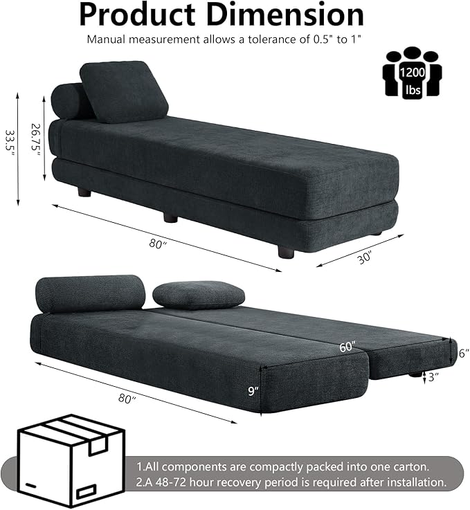 Upholstered Daybed30'' Wide Convertible 60 Day Bed Twin to QueenExtendable Sofa Bed for Small SpaceGuest Room Living Room or Office (Charcoal)