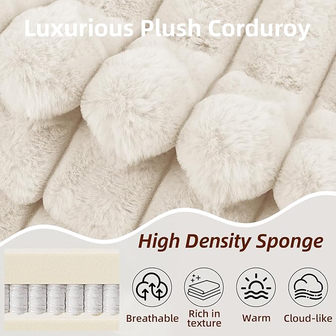 121 Cloud Sectional CouchOversized Corduroy Couches with L-Shape ChaiseModern Modular Sofa with Deep SeatUpholstered Boneless Couch for Living Room (Cream Right Facing Chaise)