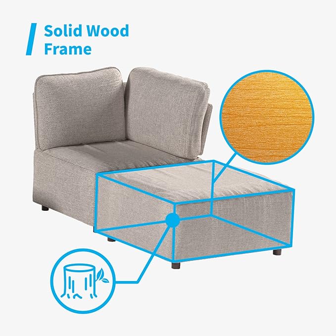 Mjkone 120'' Modular Sectional Sofa Couch U-Shaped Convertible Sofas with 2 Reversible Ottomans 6 Seat Modern Linen Fabric Sofa Couches with High Resilience Cushions for Living Room Home Beige