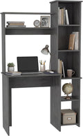 Tuhome Versalles Writing Desk with Two Superior Shelves Five Side Open Storage Compartments Space-Saving Modern Workstation Design for Studios and Offices Ideal for Organization Books