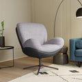 360° Swivel Accent Chair Modern Upholstered Chenille Lounge Chair Faux Leather Club Chair with Metal Base FrameComfy Reading Chair for Small Spaces Living Room Bedroom Office 31.25H Light Gray