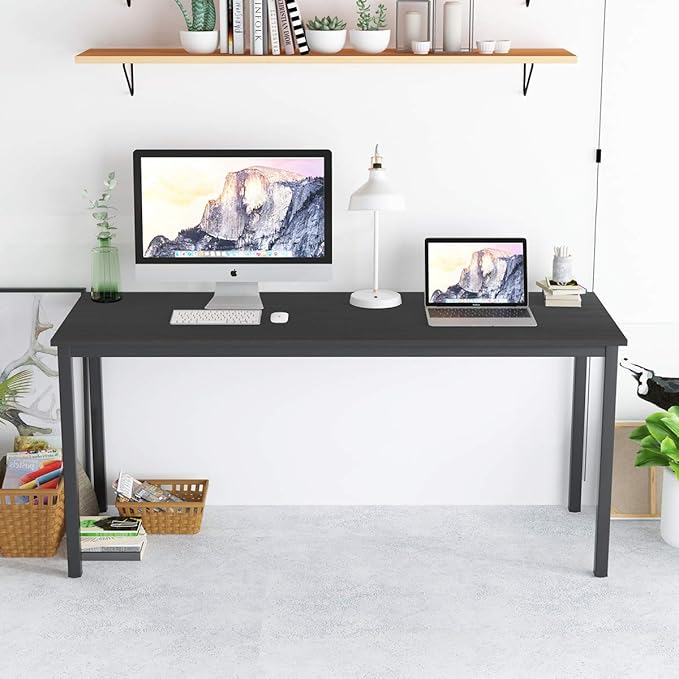 SogesPower 63 inches Computer Desk Study Table PC Laptop Office Desk Workstation for Home Office Black