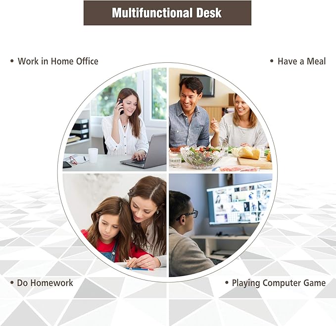 COSTWAY Corner Desk Writing Corner Computer Table with Drawer for Small Space Wood Makeup Vanity Desk Small Corner Desk with Shelves Office Study Workstation (Brown)