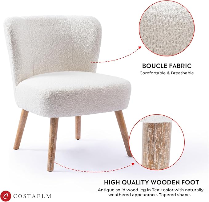 Costaelm Bedroom Accent Chairs Set of 2 Upholstered Fabric Chairs Makeup Vanity Chair Teddy Fuzzy Chair and Sherpa Chair for Living Room Reading Room Dining Room Office Mustard