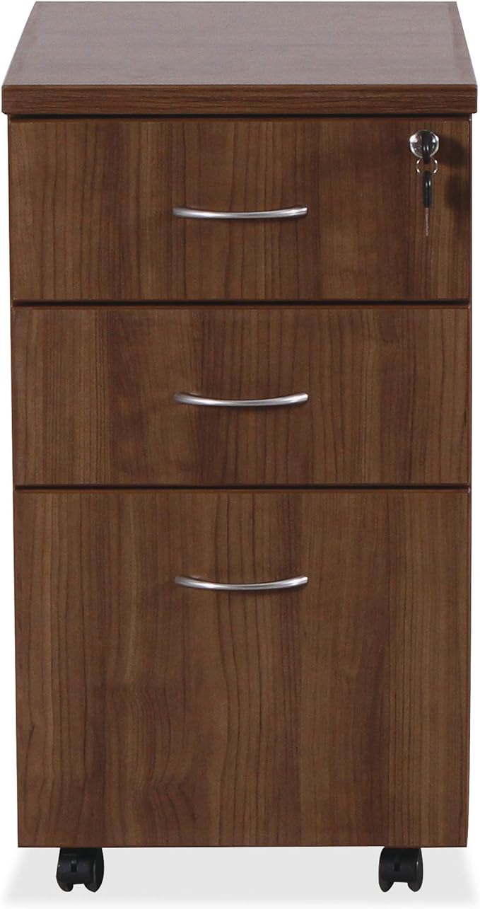 Lorell Essentials Walnut Freestanding Mobile Pedestal