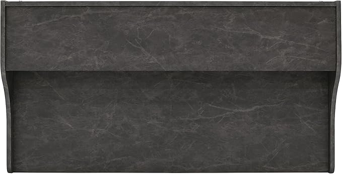 Calico Designs Woodford 45” Wide Modern Secretary Writing Desk with Low Storage Hutch and Whtie Metal Tapered Legs in Marbled Dark Grey White