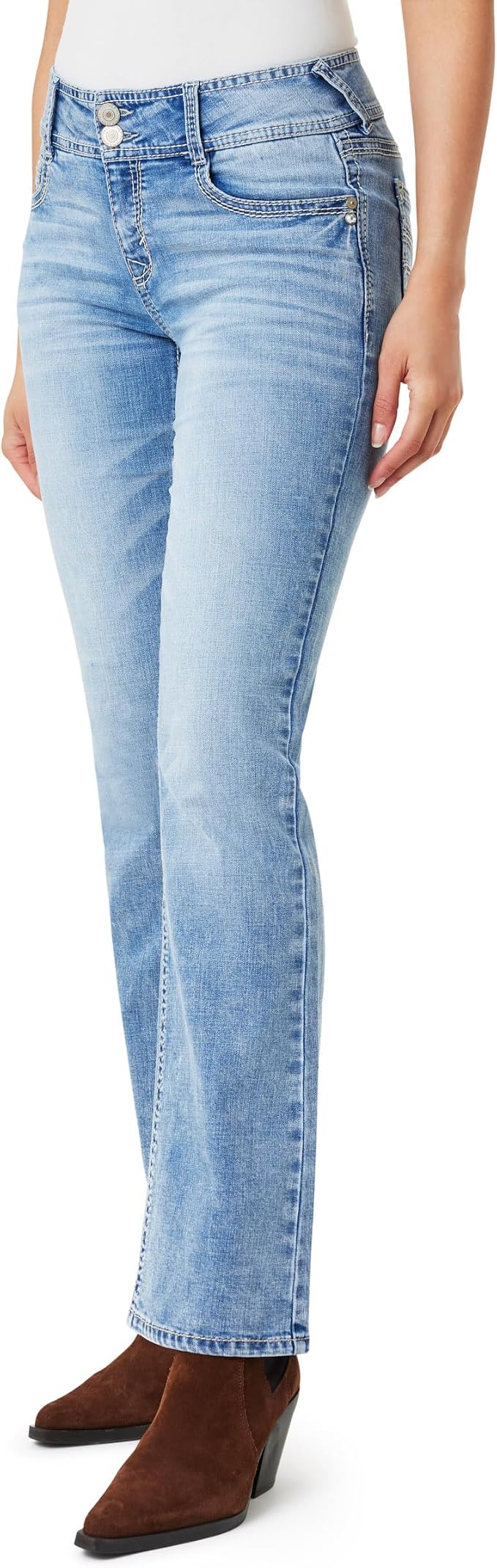 WallFlower Luscious Curvy Bootcut Jeans for Women Mid-Rise Insta Stretch Denim Size-Inclusive Juniors Jeans