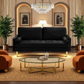 65'’ Velvet Upholstered Loveseat Sofa with Gold Metal Legs Modern Tufted Backrest Couch Solid Wood Frame for Living Room BedroomApartmentOfficeSmall Space (Black)