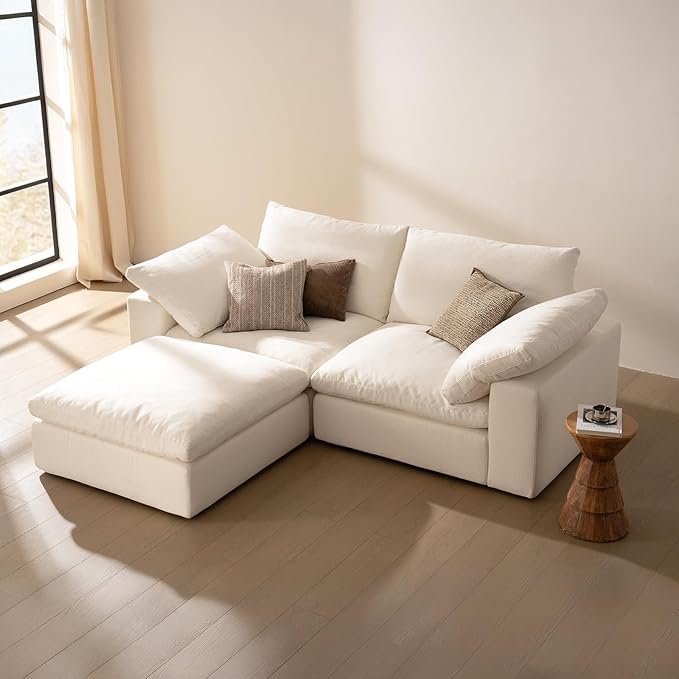 Cloud Couch Oversized Modular Sectional Sofa True Relax Comfy Couches Wide&ampDeep Seat Sofas for Living Room Metal Frame Furniture Set Loveseat 78.74 Width with Ottoman