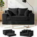 55 Small Boneless Couch 3-in-1 Boneless Loveseat Sleeper Sofa Bed Convertible Sofa Bed with 4 Pillows Black Corduroy Boneless Couch for Living Room Guest Room Small Space No Assembly Required