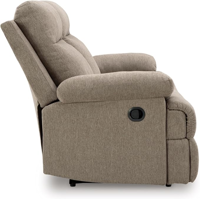 Signature Design by Ashley Yarrow Lane Classic Chenille Manual Pull Tab Reclining Sofa with Drop Down Table and USB Charging Light Brown