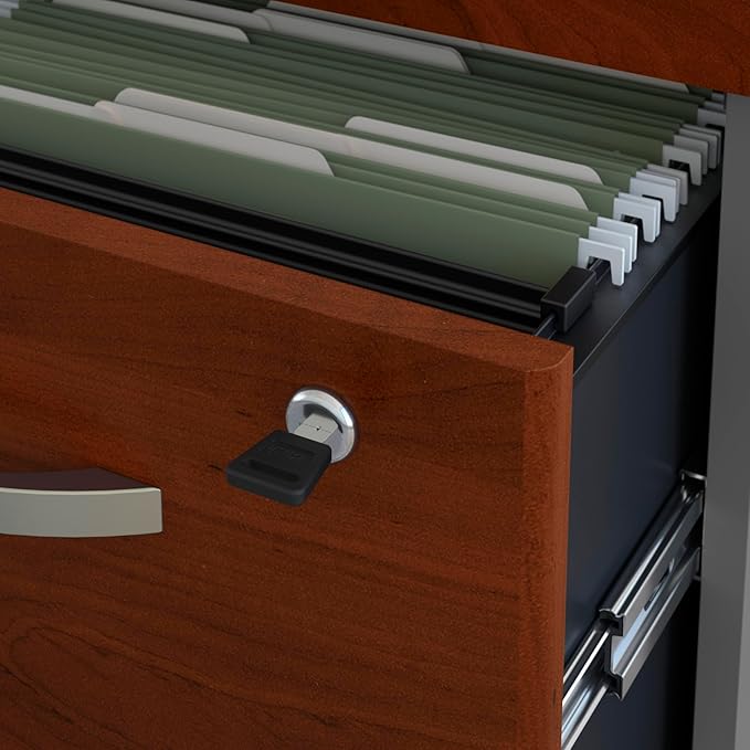 Bush Business Furniture Series C 3 Drawer Rolling File Cabinet in Hansen Cherry Fully Assembled Under Desk Storage with Wheels for Home and Professional Office