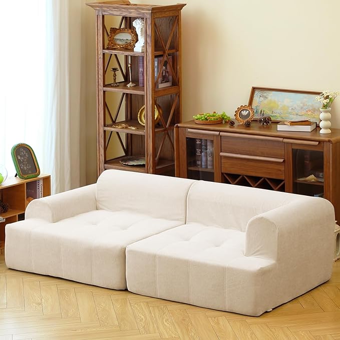 N&ampV Foam Sofa Made with All Foam Great for Livingroon and Bedroom (Beige)