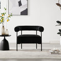Wahson Black Accent Chair with Metal Legs Velvet Upholstered Barrel Chair with Curved Backrest Small Modern Reading Chair for Living Room/Bedroom/Office