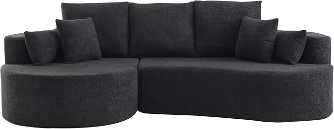 Christopher Knight Home Carden 106 Curved Modular Sectional Sofa Fabric Upholstered Comfy Sofa Couch with Chaise Lounge Modern Cloud Couch with Deep Seat No Assembly Required Black