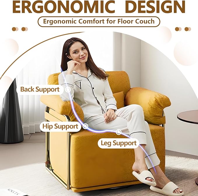 Swivel Accent Chairs 360 Swivel arm Chairs for Bedroom Club Chair with Back Gold Frame Tall Base for Office and Living Room (Orange)