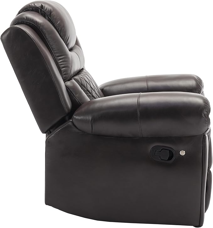 ERYE Manual Recliner Chair with LED Light Strip for Living Room Bedroom Manual Reclining Home Theater Seating Armchair Faux Leather Tufted
