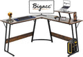 Bigacc L Shaped Gaming Desk 50 Corner Desk Spacious Dual Tops P2 Particleboard Metal Z-Legs Adjustable Non-Slip Pads Scratch/Waterproof Multi-Use Home Office/Game Room/Dorm