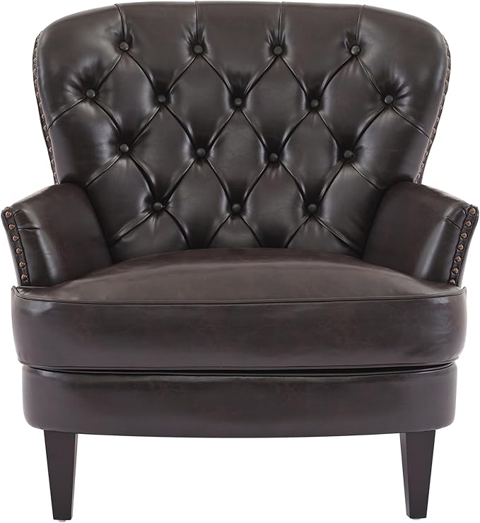 Merax Modern Accent Chair Upholstered Living Room Armchair Comfy Reading Chair Mid Century Chair for Living Room Bedroom Black