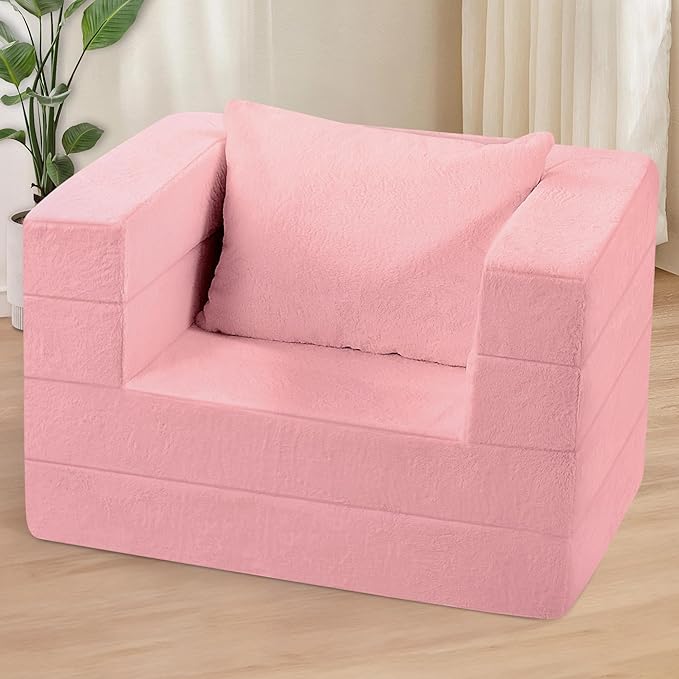 Futon Sofa Bed with Pillow 3-in-1 Sleeper Sofa Bed with Removable Cover Convertible Floor Sofa Bed No Assembly Boneless Couch for Living Room Bedroom