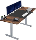 VIVO Electric 71 x 30 in Rustic Standing Desk Memory Height Adjustment 1B Series Holds 220 lbs Black and Vintage Brown Top Gray Frame DESK-KIT-1G7BN