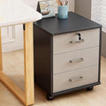 File Cabinet 3 Drawers on Wheels 23.2 H Lockable Wood Filing Cabinet for Office and Home Files Storage Under Office Desk Wooden File Cabinets Farmhouse Easy Assembly(Gray)