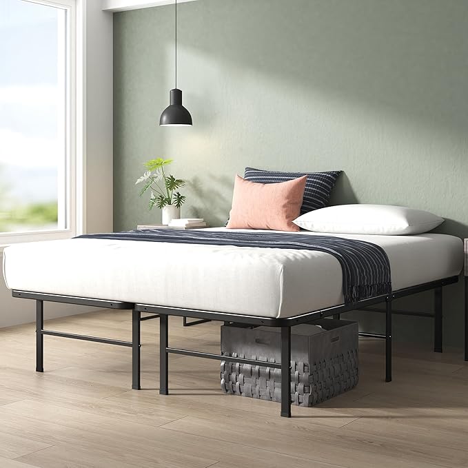 Zinus Rumi 14in Full Metal Bed Frame Quick Assembly SmartBase® Mattress Foundation Heavy Duty Sturdy Steel with No Box Spring Needed Eco-Friendly Packaging Black