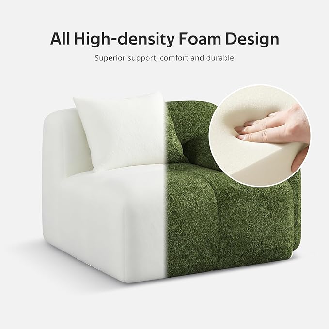Modern L-Shaped Modular Sectional Sofa for Living RoomOversized 3-Seater Couch with Deep Seat and Movable Ottoman – No AssemblyComfortable Suede Fabric Boneless Sofa (Dark Green)