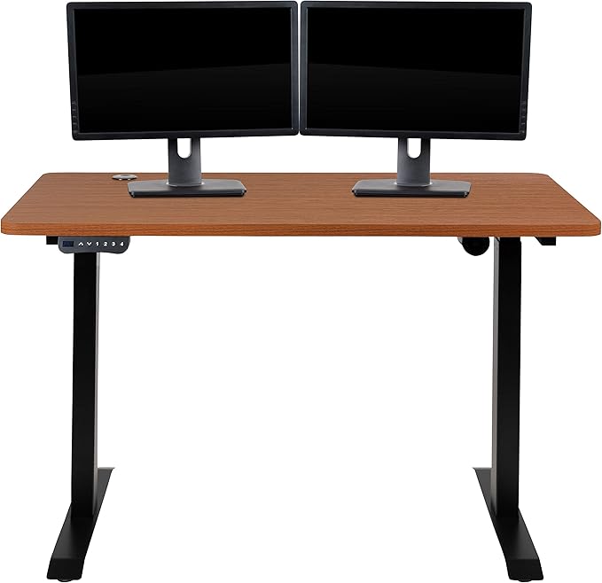 Flash Furniture Tanner Electric Height Adjustable Standing Desk - Table Top 48 Wide - 24 Deep (Mahogany)
