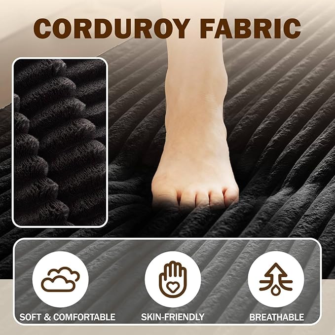 Modern 2-in-1 Convertible Sofa Bed 78 Full Size Corduroy Floor Sofa with 2 Pillows Folding Mattress Sleeper for Living Room &amp Guest Room No Assembly Required