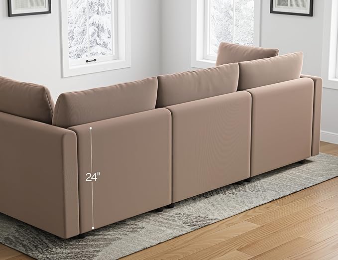 Sectional Couches for Living Room U Shaped Cloud Couch with Ottoman Deep Plush 5 Seats Sofa Modern Sofa for Apartment Brown