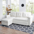 Naomi Home L-Shaped Sectional Sleeper Sofa with USB Ports - Convertible Pull-Out Bed Ample Storage Timeless Design Durable Construction White/Air Leather