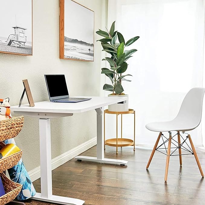 Whole Piece Electric Standing Desk 48 x 24 Inches Height Adjustable Desk Sit Stand Desk Home Office Desks - White