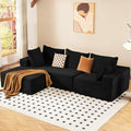INGEROOM 108 Modular Cloud Sectional Couch with Deep Seat Boneless Sofa with Movable Ottoman Plush Corduroy Memory Foam Couch for Living Room No Assembly Dark Gray